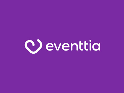 Eventtia, creative technology for events, logo design a apps applications creative technology digital support e events geometric heart letter mark letter mark monogram logo logo design monogram v