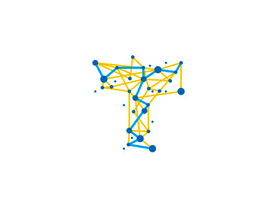 T, traveling, dots, paths, logo design symbol