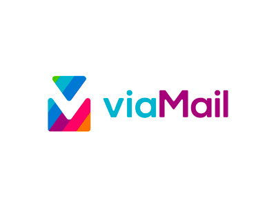 viaMail / via Mail (V M monogram) logo design app apps applications colorful communication emails letter mark monogram logo logo design m mail mark icon monogram mv negative space symbol v vm