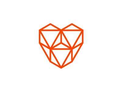 Geometric / triangles / facets heart logo design symbol diamond facets digital love geometric geometry heart logo logo design symbol mark icon triangles