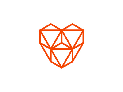 Geometric / triangles / facets heart logo design symbol