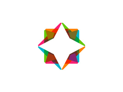 Diamond star in negative space logo design symbol mark icon
