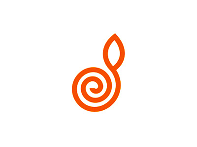 Spiral + D + plant letter mark logo design symbol