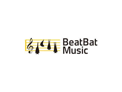 BeatBat Music logo design: bats as notes bat bats beat logo logo design music notes portable portative sound