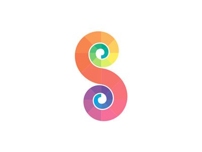 S letter mark + spirals logo design symbol