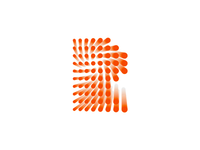 R letter mark: dots / points / circles, industrial logo design
