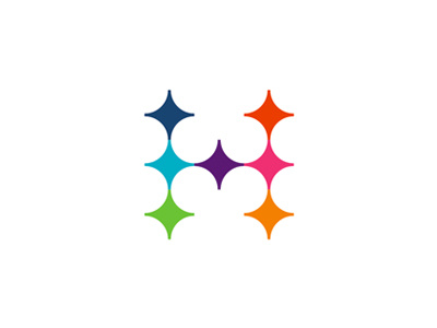 H letter mark logo design symbol made from stars logo designer space studio agency design logo design logo advertising agency design studio design agency colorful stars