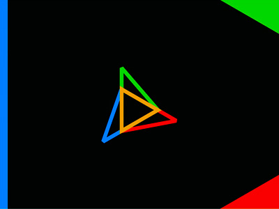 Triangles + play icon, in-game advertising agency logo symbol advertising agency geometry in game leap strider logo logo design play studio triangles walking steps