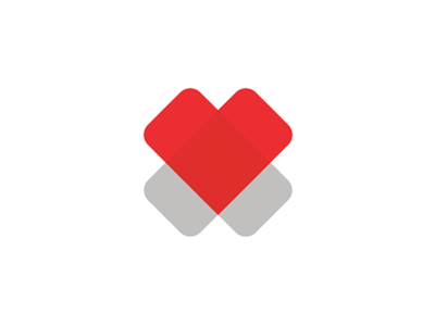 2 Hearts = cross, medical foundation logo design symbol