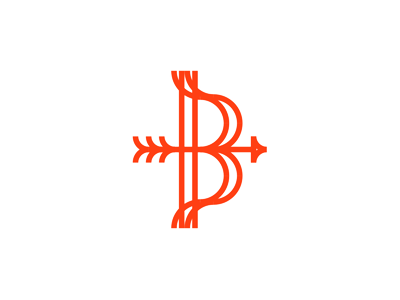 B, bow and arrow, letter mark / logo design symbol