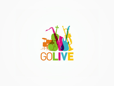 GoLive - musical instruments, stage equipment - logo design brand branding colorful concert creative custom custom made design equipment events go identity instruments live logo logo design logo designer logotype music musical online rental shop sound stage type typographic typography