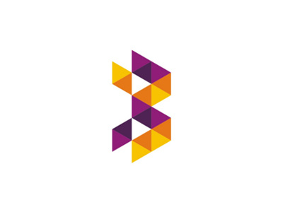 Geometric, modular B letter mark, logo design symbol