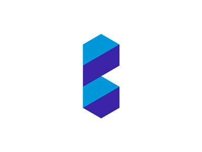B letter mark / geometric shapes / stairs / logo design symbol