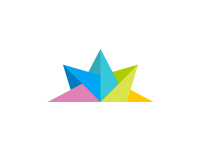 Colorful folded paper: crown, boat, star, logo symbol [GIF]