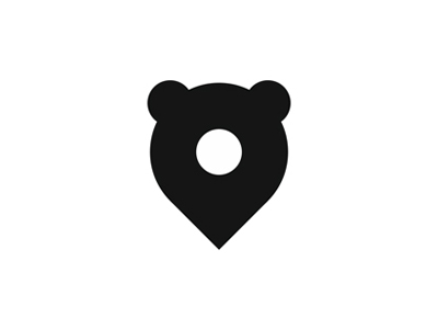 Bear pin pointer, logo design mark animals bear cub panda flat 2d geometric location logo logo design map pin pointer travel traveling travelling vector icon mark symbol wildlife wild life yogi boo boo zoo