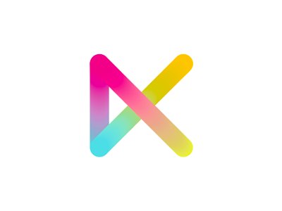 K, colorful letter mark / logo design symbol blend gradients colorful eye candy flat 2d geometric k letter mark monogram logo logo design play play media vector icon mark symbol visual loop