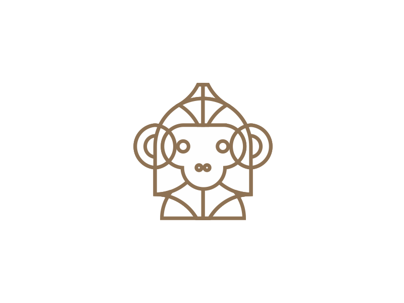 Drawing a monkey logo design symbol, 30 variations GIF