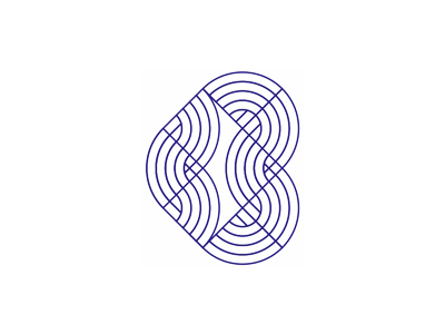 B, geometric letter mark, logo design symbol