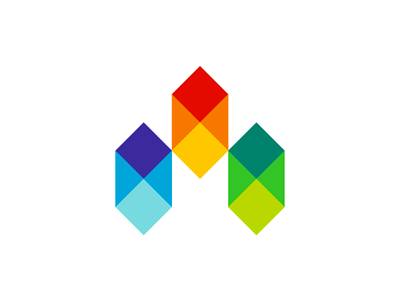 Mosaic, Modular, M letter, logo design symbol