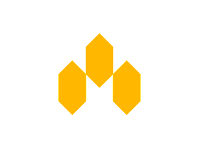 Modular M letter mark, geometric logo design symbol