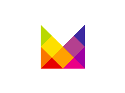 Mosaic, M letter mark, logo design symbol
