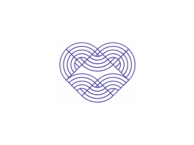 Blue heart, logo design symbol blue flat 2d geometric heart letter mark monogram line art lines logo logo design love nodes v vector icon mark symbol