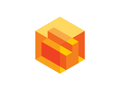 Letter D + cube for a 3D scanner, isometric logo design symbol