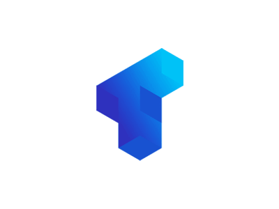 T letter mark / blockchain software developer logo design