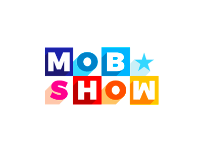 Mob Show, live trivia quiz, logo design colorful word mark logotype flat 2d geometric general knowledge live trivia game show logo logo design mob show quiz app vector icon mark symbol