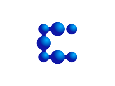 C network, connected dots, letter mark / logo design symbol