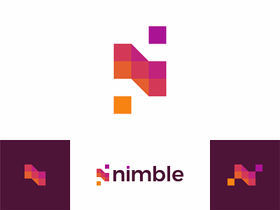 N for nimble, beautiful apps developer, logo design apps developer beautiful colorful creative flat 2d geometric letter mark monogram logo logo design n nimble s vector icon mark symbol z