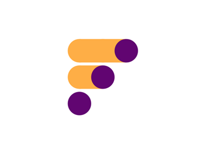 F letter + toggle switch, apps developer logo design