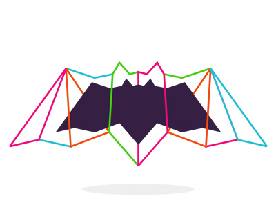 alextass.com logo design symbol - bat in colors