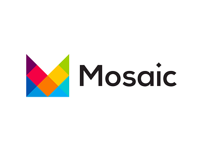 Mosaic, M letter mark, logo design symbol