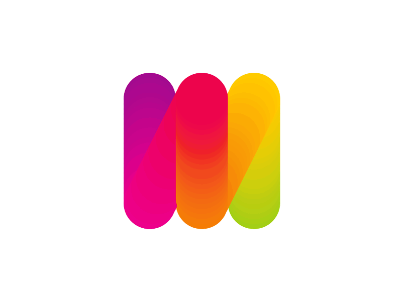 Colorful M letter mark for Moving Dots logo design circles colorful dots dynamic flat 2d geometric letter mark monogram logo logo design m modern movement moving playful points vector icon mark symbol