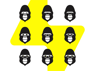 Gorilla Spark, logo design symbol explorations