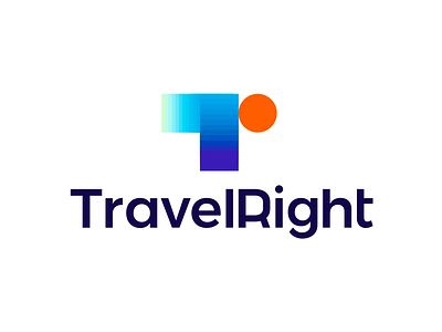 Travel Right logo design: T, r, arrow, plane, sun agency airplane arrow colorful creative flat 2d geometric insurance letter mark monogram logo logo design plane r right sun t travel traveling travelling vector icon mark symbol