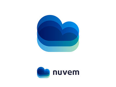 Nuvem, logo design for web & apps software developer apps cloud creative developer flat 2d geometric it logo logo design nuvem portuguese sky blue software vector icon mark symbol web
