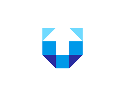 UP: U letter + arrow in negative space, logo design symbol