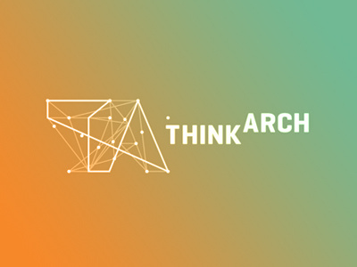 ThinkArch architecture competition logo design architecture awarded featured blockchain blue orange colorful creative connections points dots contest competition depth line art dynamic abstract interactive education international worldwide intersections paths letter mark monogram logotype logomark studio firm agency symbol mark icon ta typographic typography universities students graduates visual corporate identity