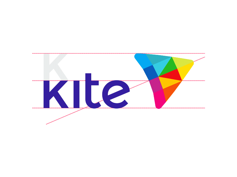K letter in Kite, e-learning logo design + construction grid
