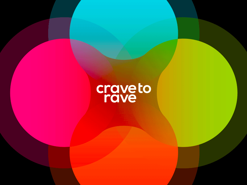 Crave To Rave, logo design for EDM / electronic music community brand identity branding creative dj producer edm electronic dance music fashion clothing apparel festivals events concerts flat 2d geometric house music logo logo design neon colors parties party partying plur peace love unity respect rave vector icon mark symbol