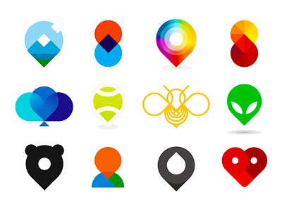 Pin pointers icons / logo design symbols collection