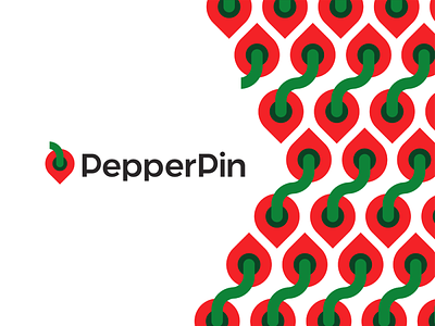 PepperPin, logo design for booking assistant app app apps platform booking reservations brand identity branding chili chilli paprika clients customers connecting corporate pattern creative logomark flat 2d geometric logo design logo for sale management system map location network pepper pin pointer process automation restaurant restaurants small business vector icon mark symbol