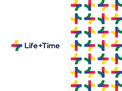 Life + Time, management app logo monogram + pattern design balance brand identity branding circle of life clock hands colorful corporate pattern creative flat 2d geometric l letter mark monogram life time logo logo design lt management plus self improvement t tl vector icon mark symbol