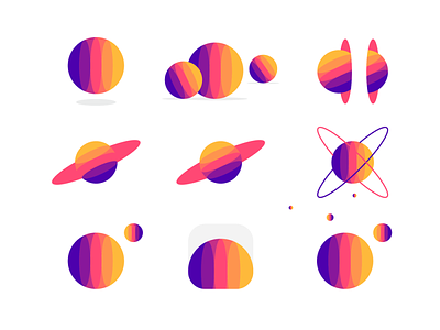 Social network logo design, M, planets, space ecosystem