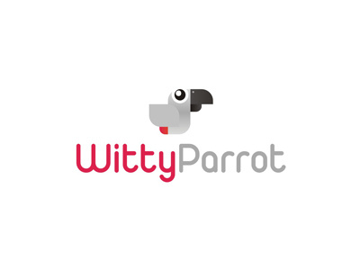 Witty Parrot logo design animal app application bird brand branding clever cloud colorful creative custom custom made design documents email grey parrot identity logo logo design logo designer logotype mobile parrot productivity red type typographic typography web witty