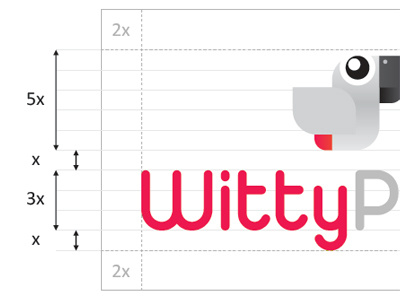Witty Parrot logo design construction scale