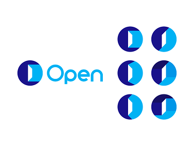 OPEN logo design: O letter, door + light in negative space