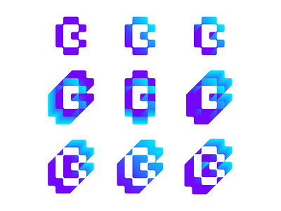 CB negative space monogram explorations for crypto logo symbol